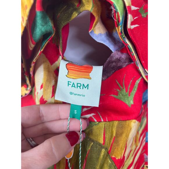 NWT Farm Rio Halter Neck Tropical Jungle Bow Midi Dress Multicolor Size: Small - Picture 6 of 8